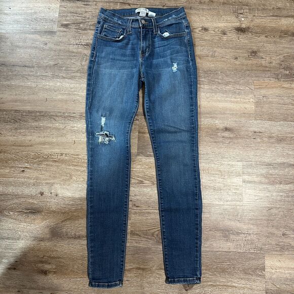 Judy Blue Womens 9/29 Skinny Jeans Medium Wash Mid Rise Distressed - Picture 4 of 5